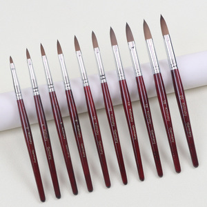 Pinceau à poudre pour gravure d'ongles, manche en bois, logo personnalisé, poils Kolinsky, pinceau professionnel pour manucure et nail art - Product Image 2