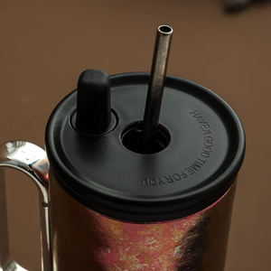 Vaso Térmico de Titanio Puro con Asa y Pajita, Taza de Café Iridiscente para Viaje, Caja de Regalo con Logotipo Personalizado - Product Image 2