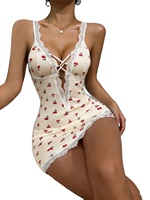 Robe de nuit sexy pour femme à col en V ouvert et dos nu, ensemble deux pièces imprimé style fendu, pyjama et chemise de nuit