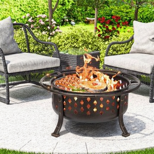 Fogata de hierro fundido estilo granja rústica tradicional patio exterior jardín patio trasero reuniones acogedoras calefacción y entretenimiento - Product Image 1