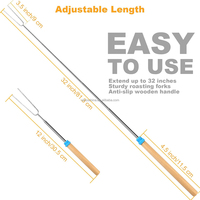 Fourchettes extensibles de 32 pouces de long Bâtons de rôtissage de guimauve Bâton de Smores pour foyer-Brochettes de feu de camp Hot Dog