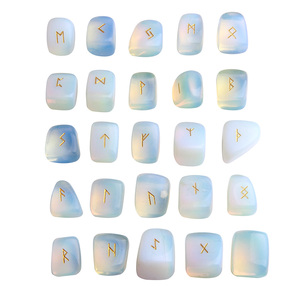 Màu xanh và trắng màu opalite Opal Đá khắc Elder futhark runic Bảng chữ cái ngoại giáo chữ Viking Rune - Product Image 4