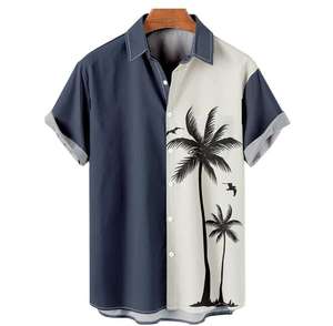 批发最新椰子树3d印花休闲衬衫设计透气夏季男士夏威夷衬衫 - Product Image 1