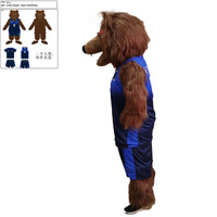 Costume de mascotte d'ours noir en peluche à poils longs OEM, costume gonflable personnalisé pour animal, design de tête de dessin animé pour performance de marche