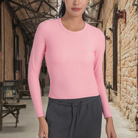 Nouveaux hauts d'équitation pour femmes avec culotte à manches longues et col rond pour matériel de course Vêtements de couche de base pour femmes