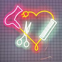 Enseigne au néon LED de salon de coiffure, lumières au néon de décor de coiffeur d'USB, veilleuses lumineuses de panneau de tenture murale, 51X45cm