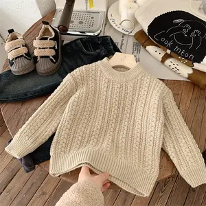 Fall Winter Toddler Infant Baby Girls Solid Beige Sweater Child Baby Kids Boy Warm Shirt Clothing 191AG
