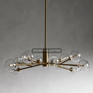 Lampe suspendue <span class=keywords><strong>en</strong></span> verre rond américain de 36 pouces, luminaire suspendu pour salon, lustre simple - Product Image 2