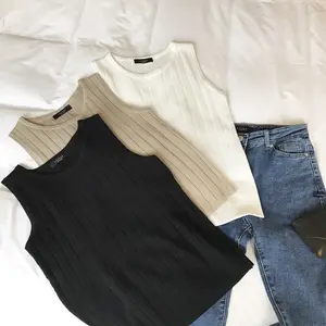 Sẵn Sàng Để Tàu Mùa Hè New Arrivals Casual Vest Dài Sườn Đan Tank Tops Cho Phụ Nữ