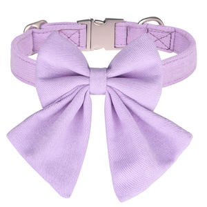 <span class=keywords><strong>Collar</strong></span> para mascotas con pajarita desmontable, <span class=keywords><strong>collar</strong></span> de perro de algodón puro grabable antipérdida con correa antitirones para perros - Product Image 2