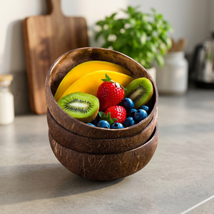 Eco2go Organic Coconut Shell Bowl Wholesale Biodegradable Eco Friendly Handmade Polished OEM Custom Logo Set - Product Image 1