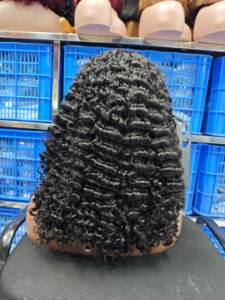 Parrucche ricci senza colla per capelli umani birmani all'ingrosso pizzo naturale trasparente parrucca riccia a onda cruda birmana - Product Image 4