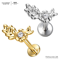 Piercing Labret en Titane ASTM F136 16G à Filetage Interne pour Cartilage, Tragus, Hélix, Lèvre, Or – Bijou de Piercing Corporel