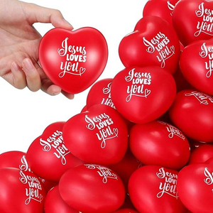 Balle anti-stress en forme de cœur avec logo personnalisé, jouet souple à presser, cadeau promotionnel pour le bureau, les fêtes et les événements - Product Image 3