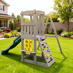 Ensemble de jeux d'extérieur en plastique et bois avec balançoire et toboggan pour jardin, école et aire de jeux extérieure pour enfants - Product Image 4