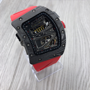 Montre de luxe pour homme en fibre de carbone, forme tonneau, calendrier, multifonction, automatique, mécanique, pour <span class=keywords><strong>les</strong></span> affaires - Product Image 4