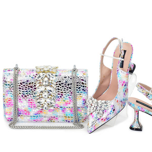 Elegantes Brautschuh- und Abendtaschen-Set: Spitze Schuhe mit Diamanten und Strass, Dünner Absatz, Perfekt für Abendkleider - Product Image 5