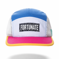Casquettes de camping en maille à 5 panneaux avec logo personnalisé imprimé, légères, à séchage rapide, en nylon, pour le voyage