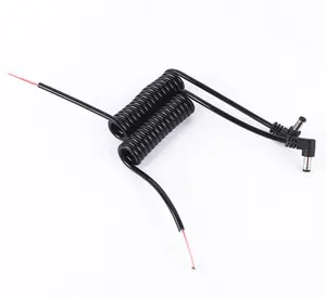 Siyah 5521 kavisli kafa DC güç kablosu 2 çekirdek bahar fiş adaptörü bakır kablo şarj adaptörü kablo Spiral kablo tel