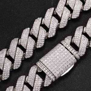 BES 20mm Hip Hop 925 Sterling Silver VVS Moissanite Iced Out Chunky Miami Cuban Link Chain pour Hommes Bijoux - Product Image 3
