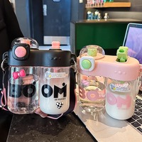 Seaygift été mode créatif Split entrepôt Double paille boisson gobelets en plastique 860ml sport bouteille d'eau en plastique
