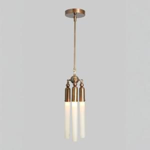 Lámpara Colgante de 3 Luces con Borlas Hechas a Mano, Estilo Moderno de Mediados de Siglo, de Latón con Tubos de Vidrio - Product Image 1