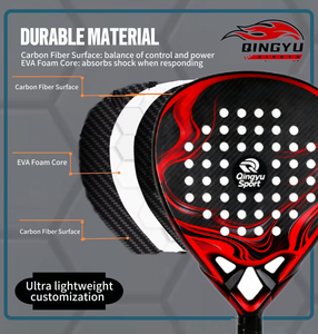 Raqueta de Pádel de Carbono 18K Personalizada Qingyu Sport, Diseño OEM, Venta Caliente, Fabricante OEM, Raqueta de Fibra de Vidrio - Product Image 4