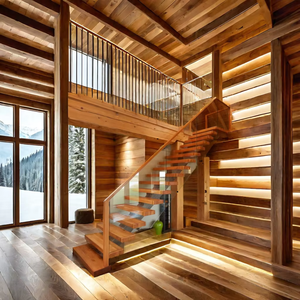 Mono Stringer Metall treppe mit rahmenlosem Glas geländer/gerade Treppe/gebrauchte Holztreppe - Product Image 2