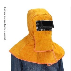 Masque de soudage électrique tout-en-un en cuir de vachette avec trou de ventilation, anti-brûlure, anti-chaleur, <span class=keywords><strong>casque</strong></span> de soudage monté sur la tête - Product Image 2