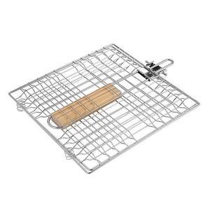 Cesta de barbacoa plegable de hierro con mango de madera para camping al aire libre, cesta para asar pescado - Product Image 6