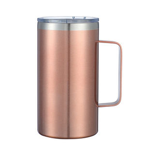 Mug isotherme 24oz avec paille et couvercle rabattable, porte-gobelet, bouteille pour boissons chaudes et froides - Anti-fuite - Mug de voyage portable pour eau et café - Product Image 5