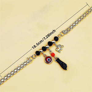 Buena Suerte Charm Pulsera Figa Mano Simulada Azabache Mal De Ojo Protección Pulsera Oro Azabache Pulsera - Product Image 6