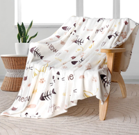 Couverture en sherpa ultra douce à imprimé chaton et poisson de dessin animé, 100 % polyester polaire, pour canapé, lit ou fauteuil