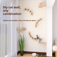Arbre à chat mural tout-en-un DIY avec lit et plateforme de saut en polyester, style moderne et minimaliste pour l'escalade des chats