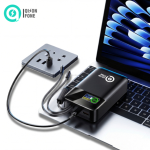 Power Bank Portatile 30000mAh, Ricarica Rapida 65W PD, Cavi Integrati Compatibili Type-C e iOS, Display LED, Batteria Esterna per Laptop - Product Image 1