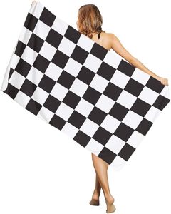 Đen trắng công thức rô Mô Hình Kẻ Sọc khăn sợi nhỏ thiết kế hình học khăn tắm rô khăn bãi biển - Product Image 1