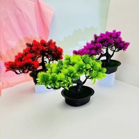 Plante artificielle de pin d'accueil de style chinois en pot, Bonsaï vert pour cour et salon, Article décoratif pour bureau