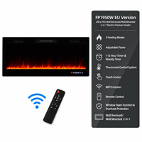 Cheminée électrique intelligente moderne de 50 pouces avec thermostat numérique, chauffage d'appoint encastré, compatible Wi-Fi, pour salon