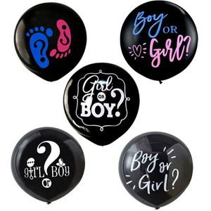 Globos de Látex Negros de 36 Pulgadas con Confeti Dorado, Azul y Rosa, Globos Blancos Personalizados para Revelación de Género de Bebé - Product Image 3