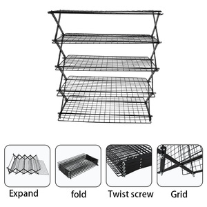 Scaffale Multifunzionale Nero per Esposizione e Raffreddamento, Ripiano Pieghevole <span class=keywords><strong>a</strong></span> 5 Livelli per <span class=keywords><strong>Cucina</strong></span> Esterna - Product Image 3