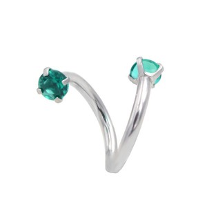 S-Shaped Nose <b>Ring</b> 8-12mm Round Zircon Stainless Steel Prong Setting For Ear Bone Piercing Jewelry - Product Image 3