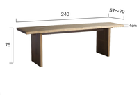 Bureau en chêne massif à bord naturel, table de bureau moderne en bois massif, comptoir d'écriture long sur mesure pour salle d'exposition