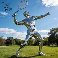 Sculpture abstraite en métal pour parc extérieur BLVE, sculpture sportive de tennis en acier inoxydable poli