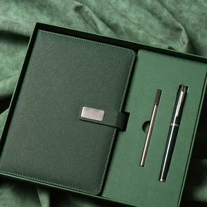 Подарочный набор Green Man с запасным блокнотом и металлической ручкой, рекламные деловые подарки на день отца