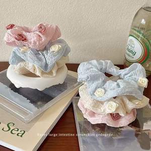 Élastique à <span class=keywords><strong>cheveux</strong></span> en dentelle de tissu de couleur claire douce pour femmes, style coréen de mariage, fait à la main - Product Image 4