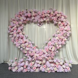 ซุ้มดอกไม้รูปหัวใจสีชมพู T-HFA137 ขนาด 8*8 ฟุต ซุ้มดอกกุหลาบประดิษฐ์รูปหัวใจ ซุ้มดอกกุหลาบผ้าไหมรูปหัวใจ พร้อมดอกไม้สำหรับตกแต่งขอแต่งงาน - Product Image 1