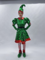 Costume de mascotte d'elfe de Noël avec miroir LED, costume de disco lumineux pour adulte avec lumières, tenue de Père Noël pour défilé de Noël