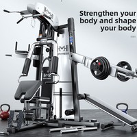 Ensemble de musculation multifonctionnel intégré à trois stations en acier pour usage domestique avec pile de poids de 80 kg pour l'entraînement en force