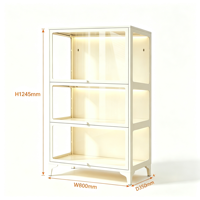 Vitrine en verre moderne, multifonctionnelle, design gain de place, 3 compartiments, meubles de salon