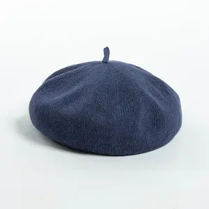 Nueva boina de lino para mujer, boina de paja de ganchillo, gorra de verano, sombrero de pintor francés de Punto ligero, boina transpirable, gorro para hombre